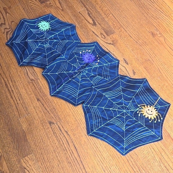 Halloween Themed Black Spider Web Table Runner - Picture 1 of 9
